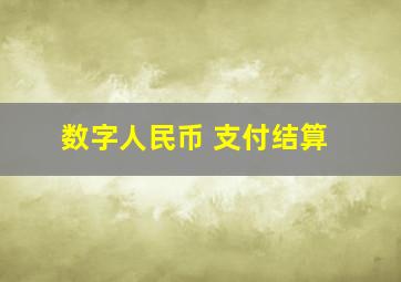 数字人民币 支付结算